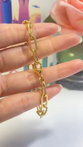 916 gold bracelets original 24k Saudi gold Geometric hip-hop oval bracelet for women