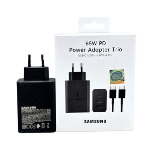 Samsung | Samsung 65W Charger EU 3-Port Super Fast Charging for Samsung Galaxy S26 S25 Ultra Plus S24 S23 S22 Zfilp A56 A36 5A Cable