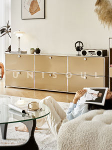 UNISOUL Bauhaus Module Sideboard Large Capacity Storage Cabinet Vintage Style Metal Finish Detachable Frame Structure