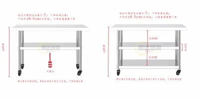 Mobile Stainless Steel Workbench Thickened Microwave Oven Storage Rack with Wheels Vegetable Chopping Table Kitchen Storage Shelf
