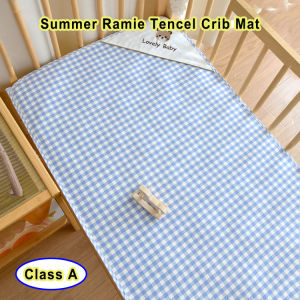 Ramie Tencel ผ้าปูที่นอนพอดีเบาะสำหรับเด็กนิ่มระบายอากาศได้ดีเสื่อเปลฤดูร้อน