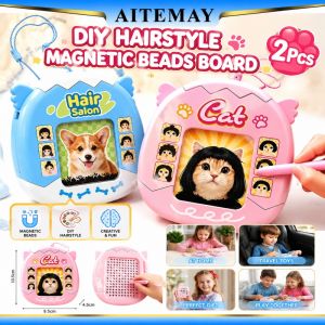 Aitemay Cute Pet Magnetic Drawing Board 10.5cm Height Erasable Creative Hairstyle Design Toy For Birthday Party Favor Decoration