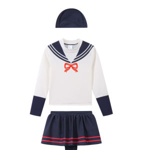 Annil Childrens Navy Style Swimsuit Set Girls Separate Swimwear Beach Outfit Summer New Arrival Comfortable Fabric