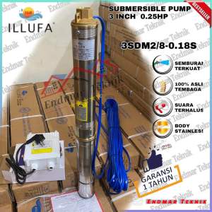 ILLUFA Submersible Pump 3 inch  1/4PK 0.25HP 180 watt Kabel ±30 Meter Sudah Tersambung dari pabrik langsung Pompa Celup Satelit