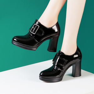 White Patent Leather Waterproof High Heels