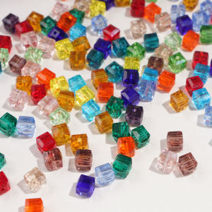 10-20Pcs 6/8mm Colorful Transparent Glass 3D Cube Beads Loose Spacer Beads for Handmade Jewelry DIY Bracelet Phone Chain Pendant