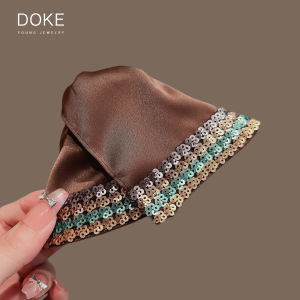 French Vintage Large Size Shark Clip Womens Fashion Sensation 2025 New Back of Head Gold Sequin Triangle Hair Accessories