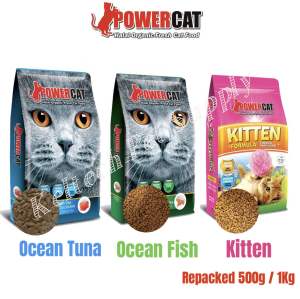 REPACKED Powercat Power Cat Fresh Ocean Tuna / Ocean Fish / Kitten 500g 1kg Dry Cat Food