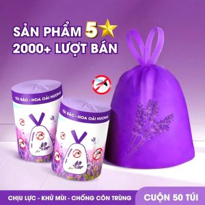 Túi Rác Hoa Oải Hương Xua Đuổi Muỗi - Cuộn 50 Túi ( 45 × 50cm )
