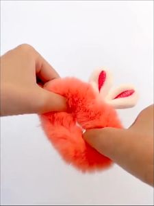 FG Ikat Rambut Kuncir Bulu Bunny Scrunchie Bulu Kelinci Ikat Rambut Cepol Kekinian Gaya Korea Aksesoris Rambut Anak A25