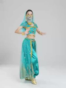 Nữ Aladdin Jasmine Trang Phục Công Chúa Quần Phù Hợp Với Múa Bụng Hiệu Suất Tiệc Hóa Trang Halloween Bộ Trang Phục Polyester Dệt Kim Mặc Quần Áo