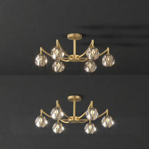 ZHENMEIJU | Luxury Simple Modern Ceiling Light Copper Crystal