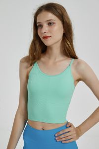 Seamless Knitted Yoga Sports Vest Candy Colored MimiUomi Basic Style with Chest Pad Breathable Ultra Elastic Cotton Womens Fitness Wear