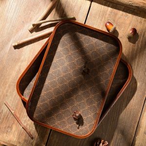 Phong cách Châu Âu Ngăn Gỗ đặc khay hình bầu dục Khay trà lưu trữ tấm da món ăn Đĩa trái cây