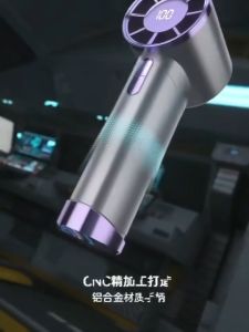 High Speed Wind Handheld Fan 100 High Gears Portable Air Conditioner Bladeless Cold Fan 3000mah Long Battery Rechargeable Turbo Fan LED Digital Display Outdoor Powerful Hand Fan