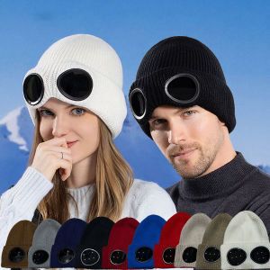New Winter Warm Beanie Hats Women Men Winter Windproof Glasses Knitted Ski Mask Cap Outdoor Ear Protection Sports Cold Hat