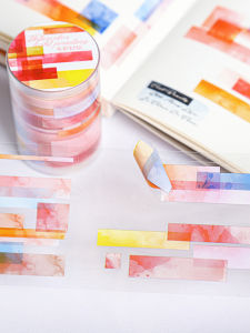 Watercolor Light Drawing PET Die-Cut Tape Self-Adhesive Sticker Watercolor Art Blending Base Decoration Office Supplies