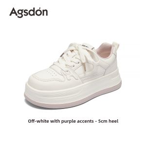 Agsdon | Breathable Soft Thick Sole Womens White Sneakers