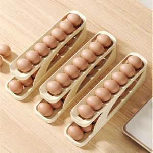 AUK 2 Tier Eggs Dispenser Auto Rolling Egg Tray Refrigerator Egg Storage Rack