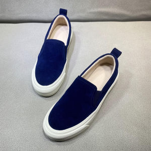 รองเท้า Loafers หนังแท้สีชมพู ทรงหัวมน ส้นสูงปานกลาง รองเท้าลำลอง สำหรับผู้หญิง ฤดูใบไม้ผลิและฤดูร้อน รองเท้าสวมสบาย ส้นหนา