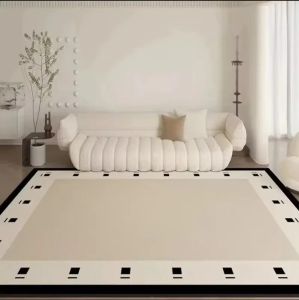 VIKAMA Thảm Sang Trọng Nhẹ Nhàng Kiểu Pháp Phong Cách Wabi-Sabi Thảm Polyester Sọc Bền Cho Phòng Khách Phòng Ngủ Trang Trí Nhà Cửa Chống Trơn Trượt Chống Thấm Nước