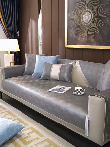 Light Luxury Ice Silk Sofa Cushion Sofa Cover Anti Slip Sofa Cushion Scratch Resistant 4-8 Seat Household Living Room Sofa Cushion