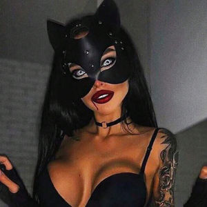 Rivet PU Leather Cat Ear Half Face Mask Adjustable Head Harness Intimate Cosplay Mask Party Bedroom Accessory