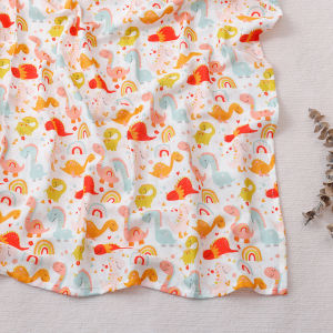 HappyFlute New One Piece Dinosaur Print Soft Bamboo Cotton Fabric Baby Wrap Newborn Multi-function Swaddle Sleeping Blanket