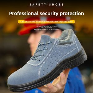 Mens Anti-crush Anti-puncture Lightweight Insulated Breathable Safety Shoes