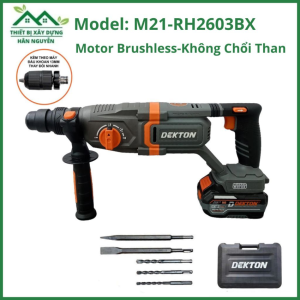 Máy khoan bê tông pin Dekton M21-RH2603BX 21V không chổi than 3 chức năng đầu gài SDS Plus