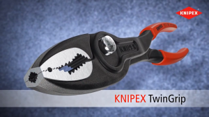 KNIPEX 82 01 200 TwinGrip Pliers - Front & Side Grip Slip Joint Pliers - Professional Stripped Screw & Rounded Bolt Extractor (Made in Germany)