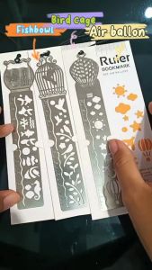 YUME SHOP - Penggaris Pembatas Buku Besi Bergambar Pola Metal Ruler Bookmark Design