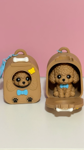 Backpack Buddies Collectibles – Teacup Poodles | Cute 3D Printed Poodle in Mini Backpack Carrier Keychain | Bag Charm & Gift