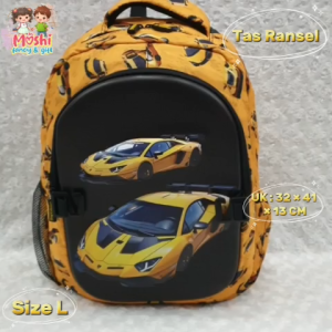 Tas Mobil Anak Laki-Laki SD / Tas Sekolah Ransel Anak Laki-Laki Motif Mobil Balap size L / Backpack School Junior Car size Besar