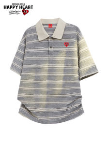 CHARLES JANGS HAPPY HEART | Summer 2026 New Design Stripe Polo Shirt