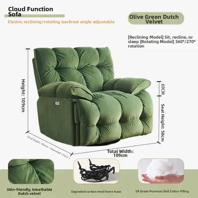 Electric Massaging Recliner Sofa Rotatable