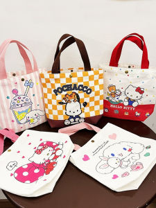 Fashionable Canvas Bag with Cute Print Handbag for Women Student Book Bag Office Small Bag for Outdoor Leisure Soft Square Bag