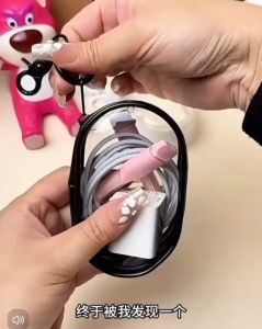 Protective Cover Data Cable Storage Box Outdoor Travel Headset Data Cable Organizer Box Round Portable Storage Bag