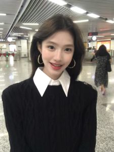 Womens Slim Fit Knitted Shirt Collar Base Layer Top Inner Wear Two Piece Look Polo Style Soft Long Sleeve Autumn New Arrival