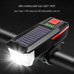 Năng lượng mặt trời xe đạp ánh sáng USB sạc điện hiển thị MTB núi đường xe đạp phía trước đèn với sừng Đèn Pin Xe Đạp ánh sáng