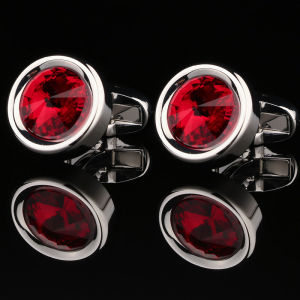 Wine Red Crystal Cufflinks Elegant for Men
