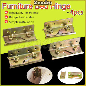 ZEO 4pcs/set Bed Rail Brackets Bed Frame Fixing Connecting Furniture Hinge