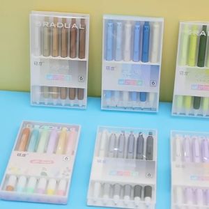 💎💫GROCELY💫💎 PULPEN MEKANIK MORANDI ISI 6 PCS TINTA HITAM MOTIF WARNA PASTEL 05 MM UJUNG RUNCINGAESTHETIC