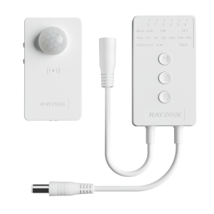 Wireless Motion Sensor Controller Kit PIR Sensor 12/24VDC RF Control LED Strip Lights Dimmable Timer for Stairway