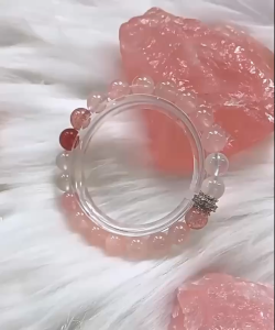 Natural Pink Crystal Strawberry Crystal Bracelet Attract Peach Blossom Birthday Gift For Girlfriend天然粉水晶草莓晶手链招桃花 生日礼物 送女友送闺蜜