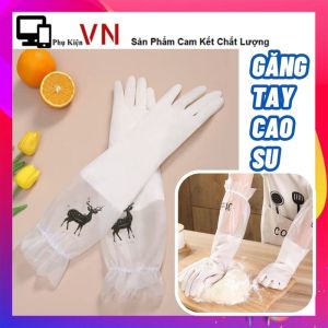 Găng Tay Cao Su Bo Chun Bọc Nỉ Su Siêu Dai Rửa Chén  Rửa bát  Giặt Giũ Không Mùi Bảo Vệ An Toàn Cho Đôi Tay - Bao Tay Cao Su Con Hươu Siêu Bền