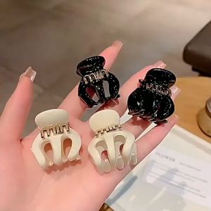 Kẹp Tóc Đuôi Ngựa Màu Trắng Đen Họa Tiết Chữ Thời Trang Mini Cho Nữ-HUASE