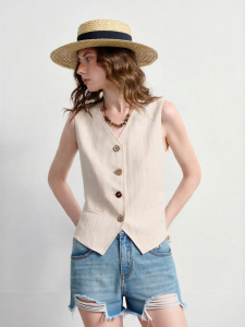 Toyouth | Autumn New Slim Fit Tencel Linen Womens Vest