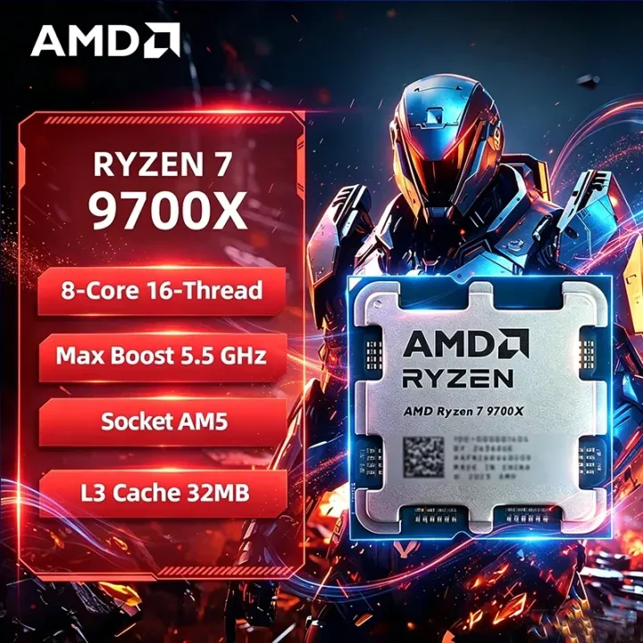 AMD | AMD Ryzen 7 9700X AMD R7 9700X CPU 8-Core 16-Thread 5.5GHz Unlocked Desktop Processor Socket AM5 Gaming CPU Loose Pieces