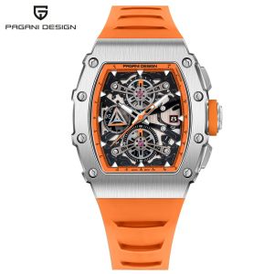 PAGANI DESIGN Wine Barrel Hollow out Mens Time Watch Top Sapphire Stainless Steel Mens Multi Functional Sports Watch